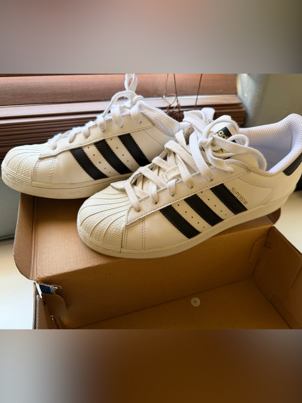 adidas White Sneakers with Black Three Stripes